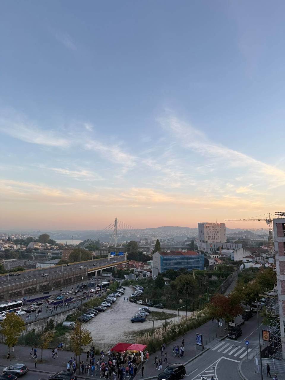 Vue de Porto au coucher du soleil avant le match